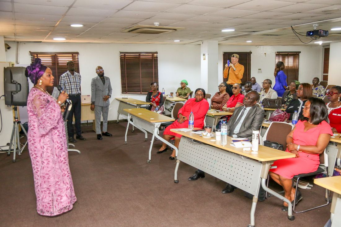 A Trafto facilitator addressing delegates during a training engagement in Nigeria